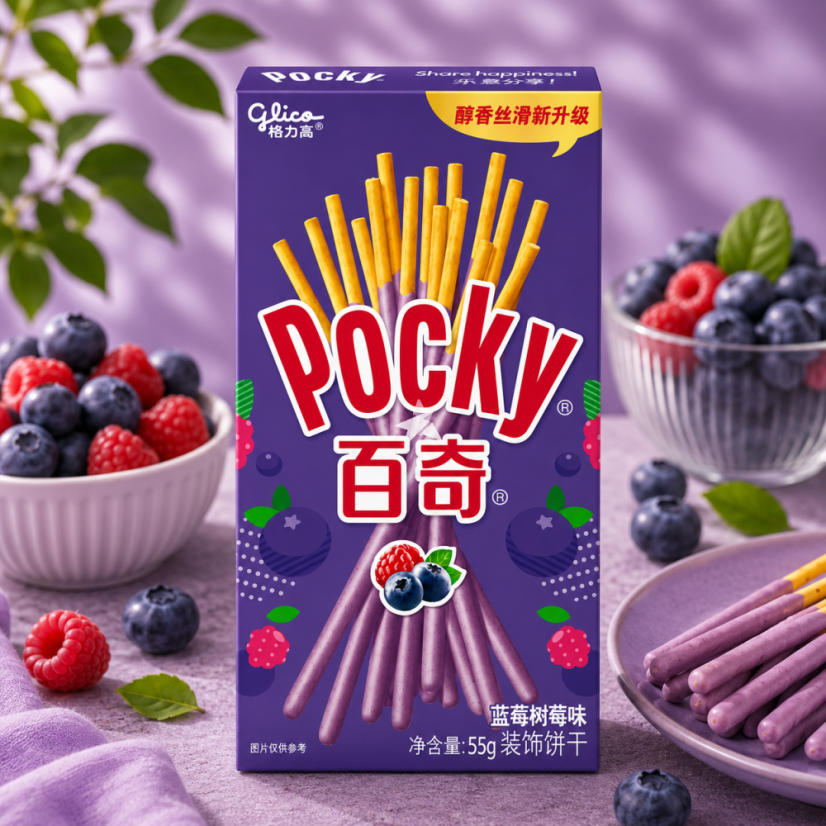 Pocky Blueberry Raspberry Sladké Tyčinky 55g