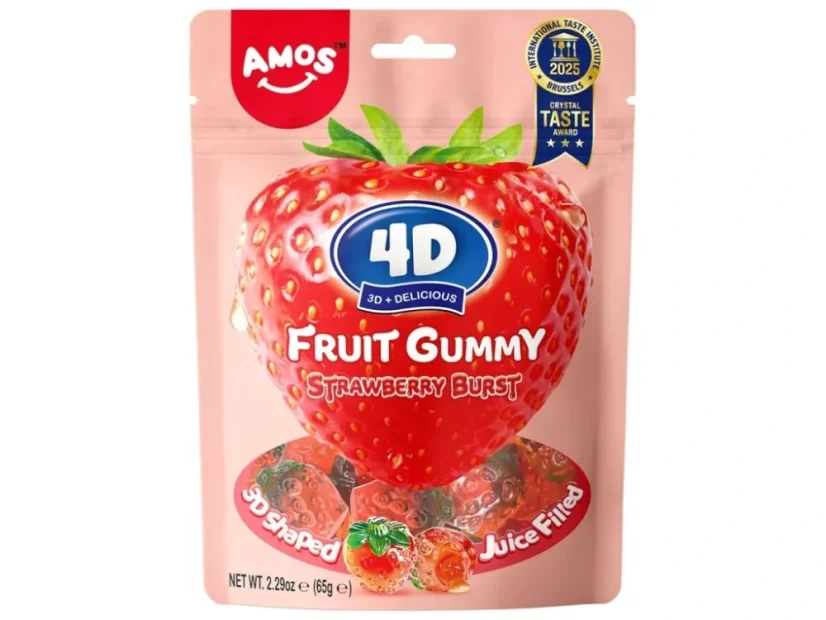 Amos 4D Fruit Gummy Strawberry Burst Gumové Cukríky 65g