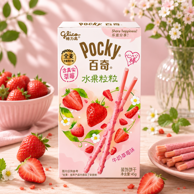 Pocky Milk Strawberry Sladké Tyčinky 45g
