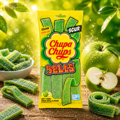 Chupa Chups Sour Belts Apple Kyslé Pelendreky 90g