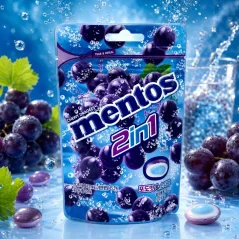 Mentos 2in1 Grape Soda Žuvacie Cukríky 45g