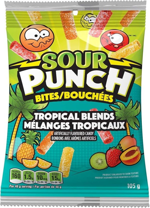 Sour Punch Bites Tropical Gumené Cukríky 105g