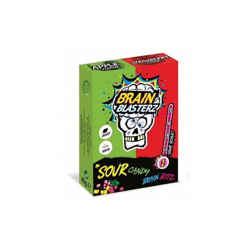 Brain Blasterz Sour Brain Bitz Apple and Strawberry Cukríky 45g Brain Blasterz Sour Brain Bitz Apple and Strawberry Cukríky 45g