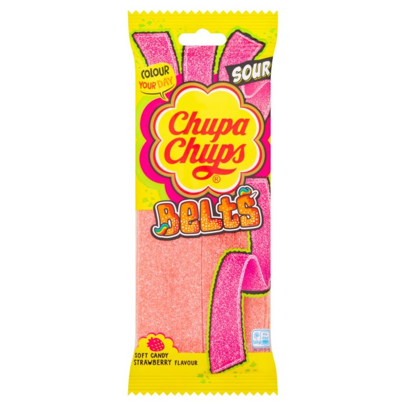 Chupa Chups Sour Belts Strawberry Kyslé Pelendreky 90g