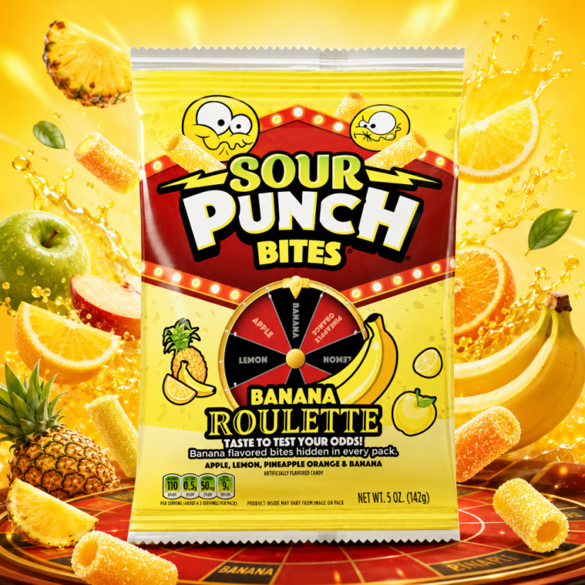 Sour Punch Bites Banana Roulette Kyslé Cukríky 142g