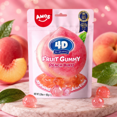 Amos 4D Fruit Gummy Peach Burst Gumové Cukríky 65g