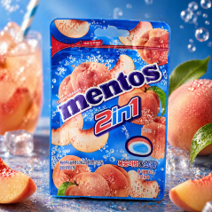 Mentos 2in1 Peach Soda Žuvacie Cukríky 45g