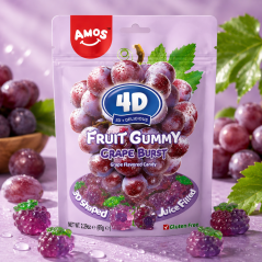 Amos 4D Fruit Gummy Grape Burst Gumové Cukríky 65g