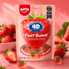 Amos 4D Fruit Gummy Strawberry Burst Gumové Cukríky 65g