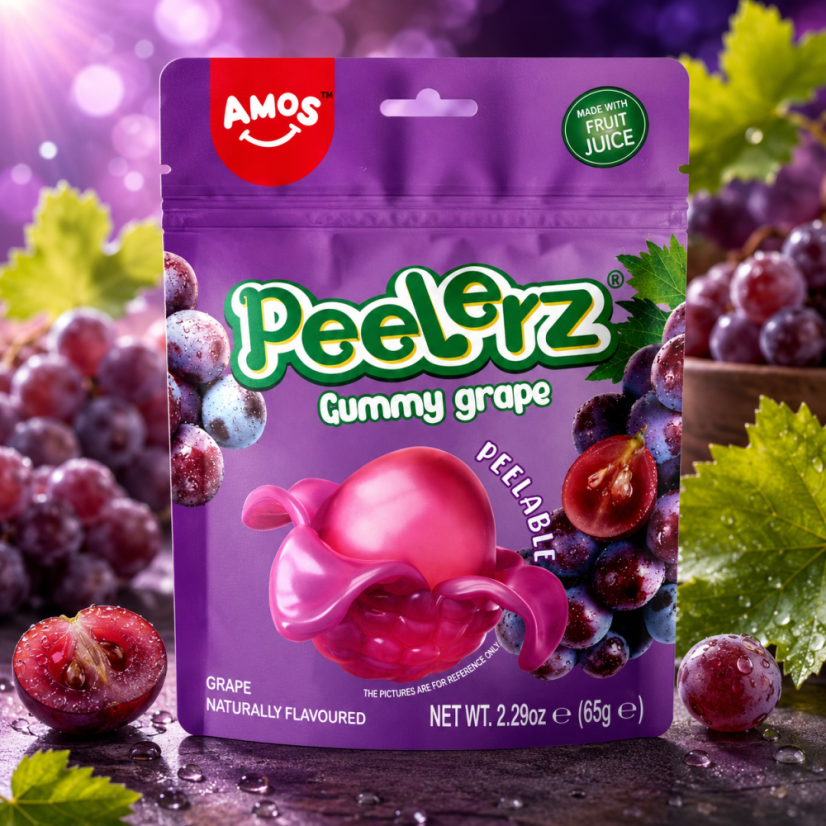 Amos Peelerz Gummy Grape Lúpacie Cukríky 65g