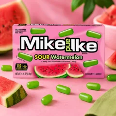 Mike and Ike Sour Watermelon Žuvacie Cukríky 22g