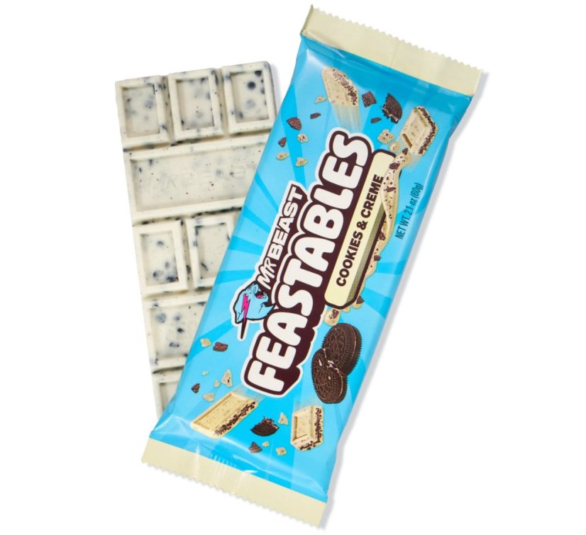 Feastables Mr Beast Cookies & Creme Biela Čokoláda 60g Feastables Mr Beast Cookies & Creme Biela Čokoláda 60g