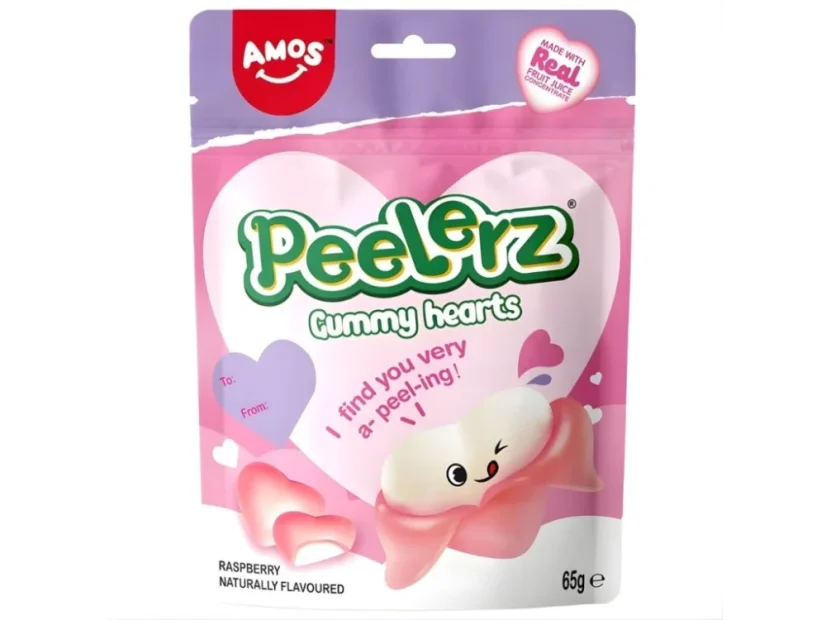 Amos Peelerz Gummy Hearts Lúpacie Cukríky 65g Amos Peelerz Gummy Hearts Lúpacie Cukríky 65g