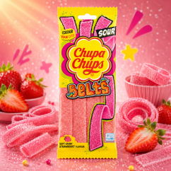 Chupa Chups Sour Belts Strawberry Kyslé Pelendreky 90g