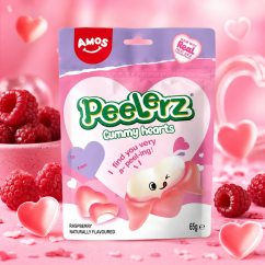 Amos Peelerz Gummy Hearts Lúpacie Cukríky 65g