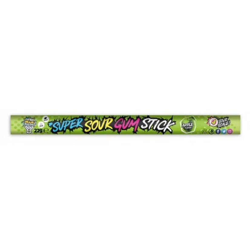 Brain Blasterz Super Sour Gum Stick Apple Žuvačka 22g Brain Blasterz Super Sour Gum Stick Apple Žuvačka 22g