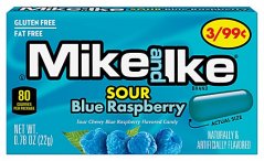 Mike and Ike Sour Blue Raspberry Žuvacie Cukríky 22g