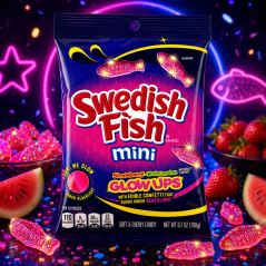 Swedish Fish Mini Glow Ups Žuvacie Cukríky 190g