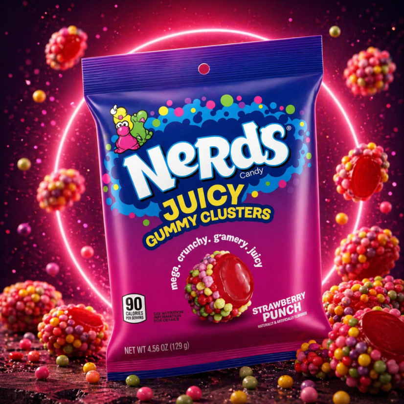 Nerds Juiced Gummy Clusters Strawberry Punch Cukríky 127g