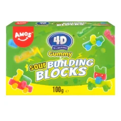 Amos 4D Gummy Sour Building Blocks Cukríky 100g