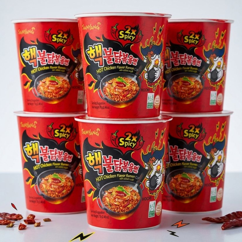 6-Pack Samyang Buldak 2x Spice Cup Instantné Rezance 420g