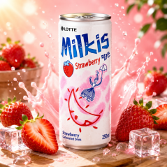 Lotte Milkis Strawberry Cream Soda Sýtený Nápoj 250ml